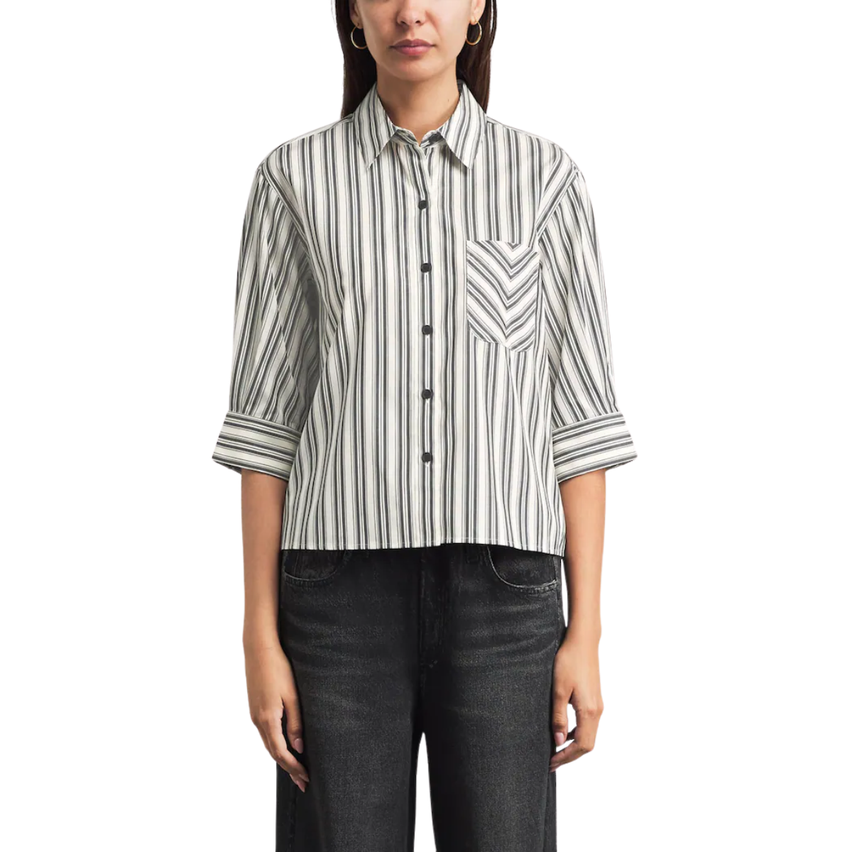 Lucia Shirt Ivory/Grey Stripe