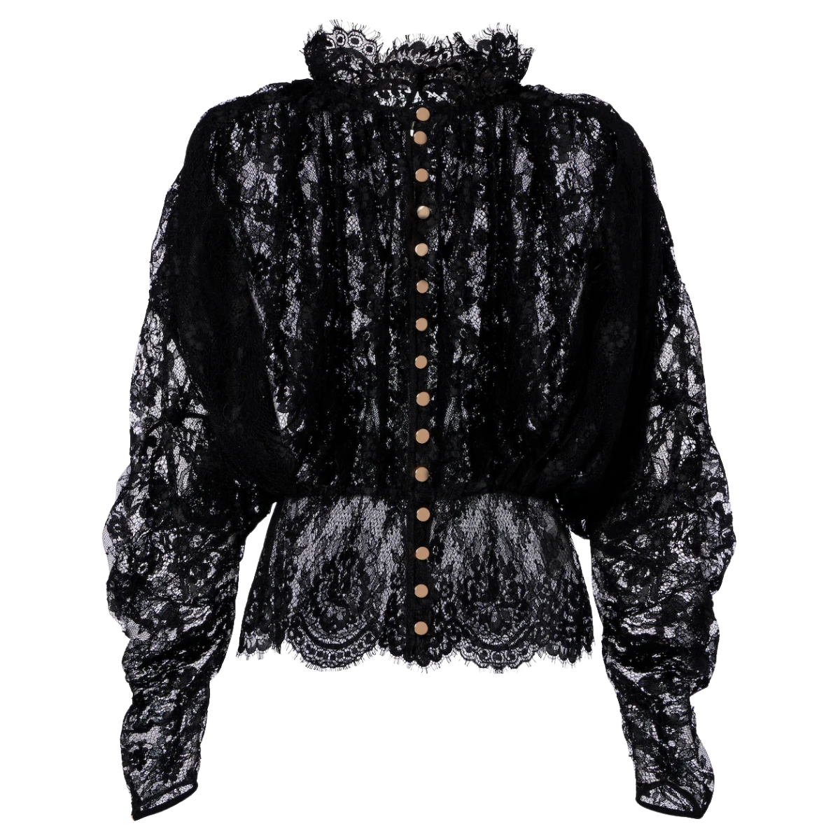Black Lace High Neck Blouse