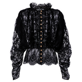 Black Lace High Neck Blouse