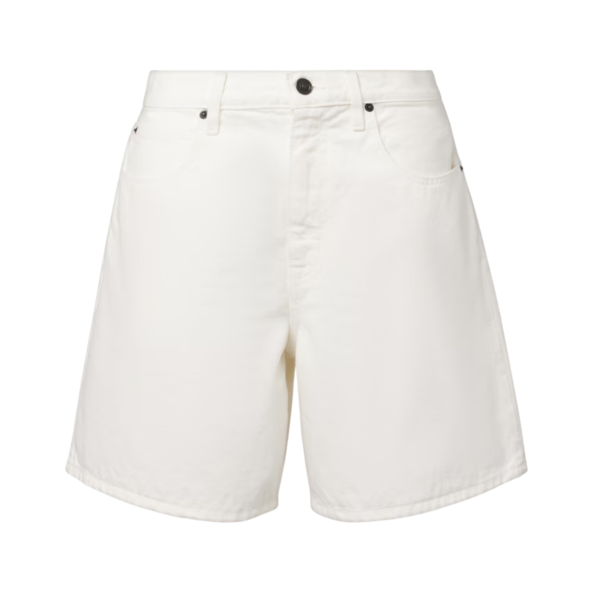 Ecru Square Denim Mid-Length Shorts