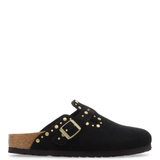 Boston Black Suede Rivet Clogs