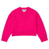 Chunky Carmen V Neck Jumper Pink