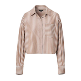 Marin Cropped Striped Shirt Tan