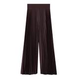 Ella Mahogany Knit Weave Plissé Culottes