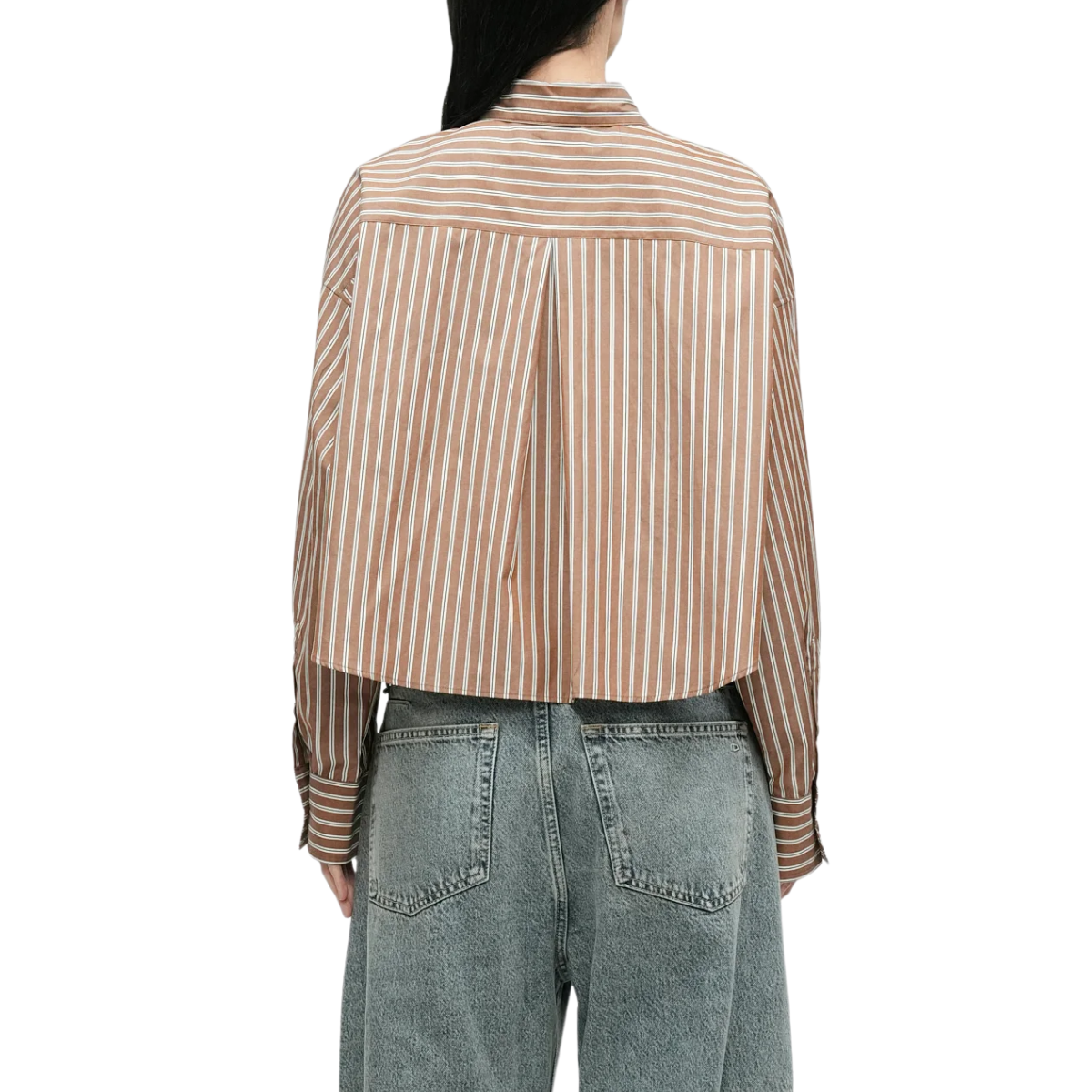 Marin Cropped Striped Shirt Tan