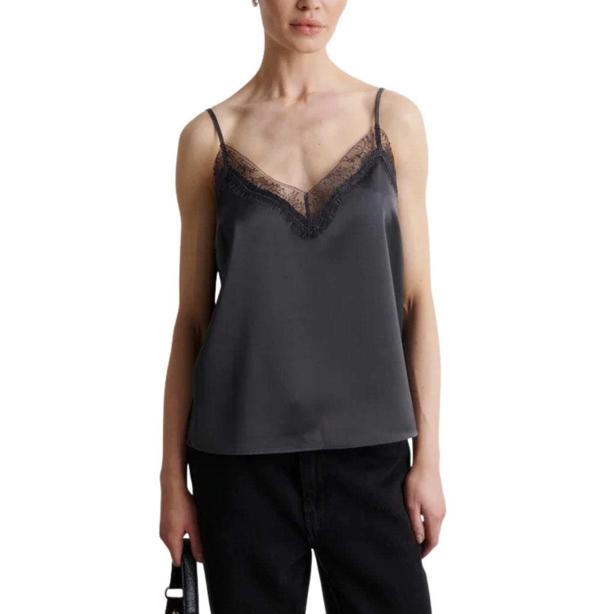 Glimps Lace Asphalt Strap Top