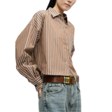 Marin Cropped Striped Shirt Tan