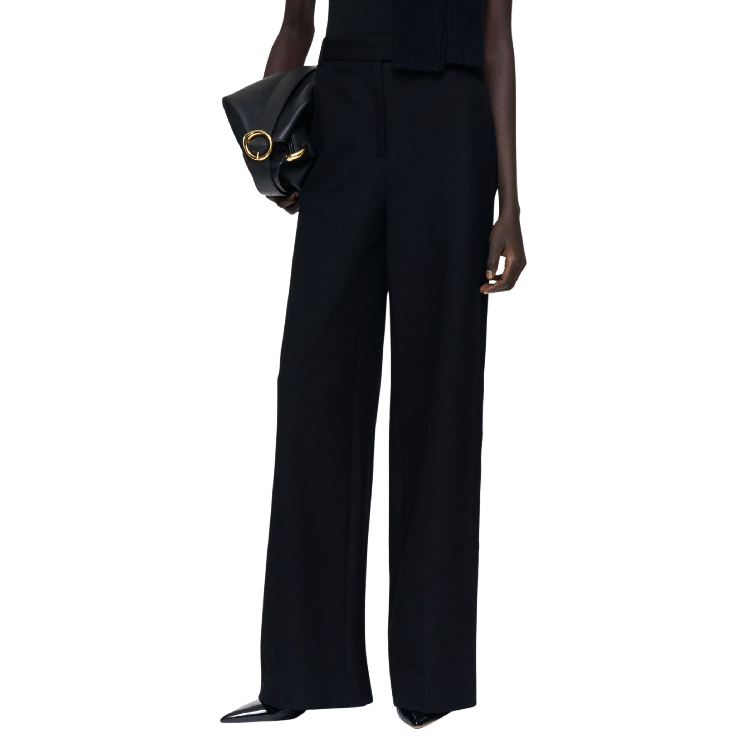 Yukio Black Gabardine Stretch Trousers