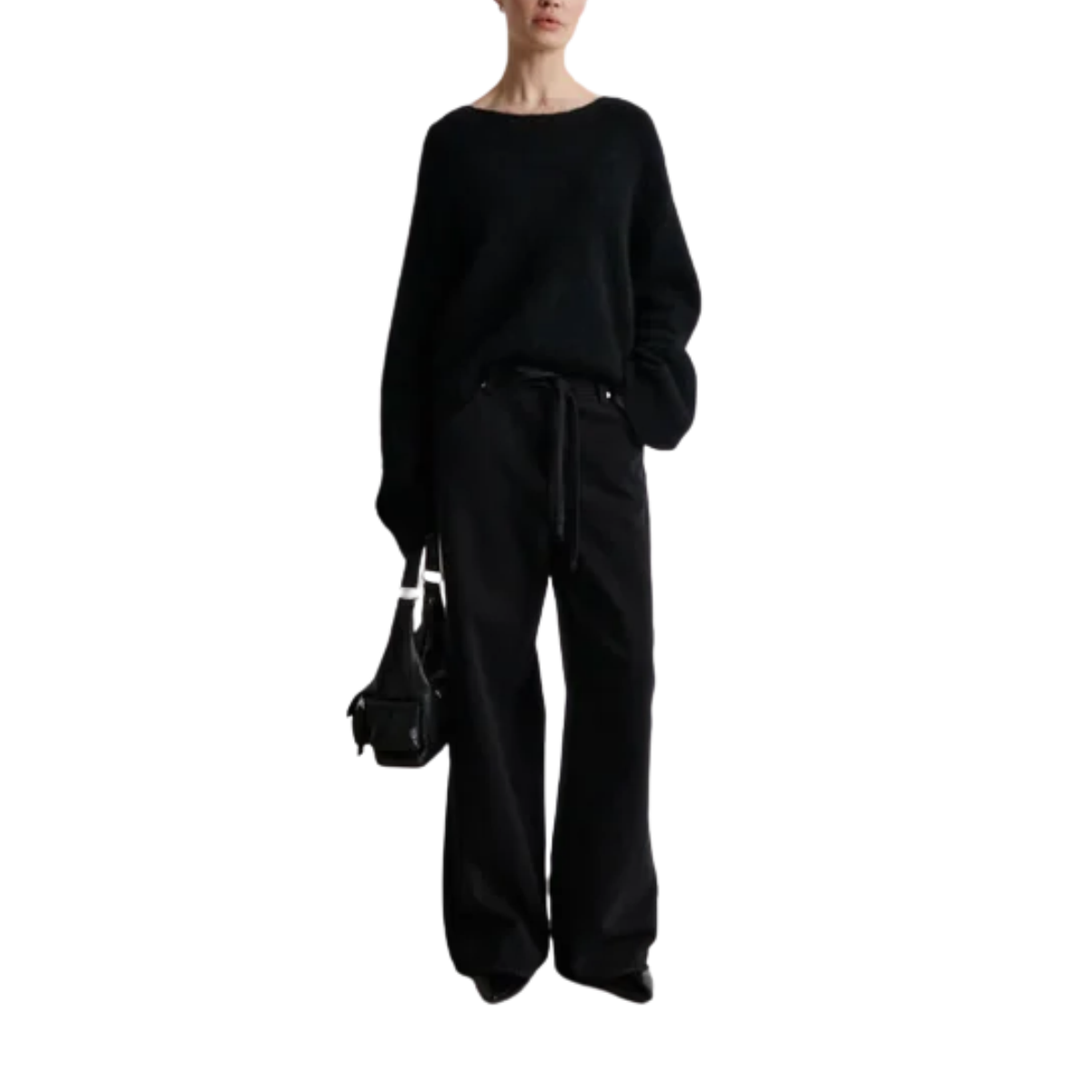Brook Black Knit Lace O-Neck