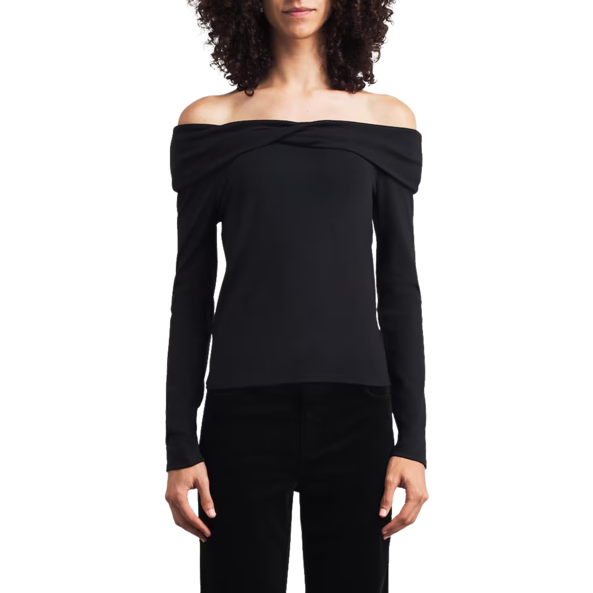 Aaliyah Black Off-The-Shoulder Top