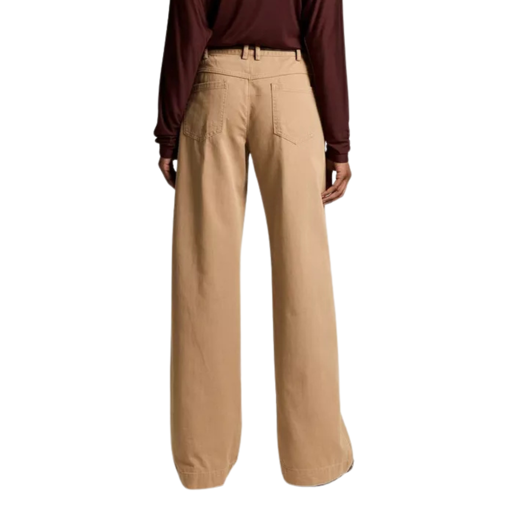 Washed Cotton Carnello Twill Mid-Rise Wide-Leg Pant