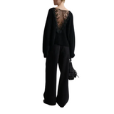 Brook Black Knit Lace O-Neck