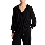 Jersey Long Sleeved Black Bubble Top