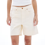 Ecru Square Denim Mid-Length Shorts