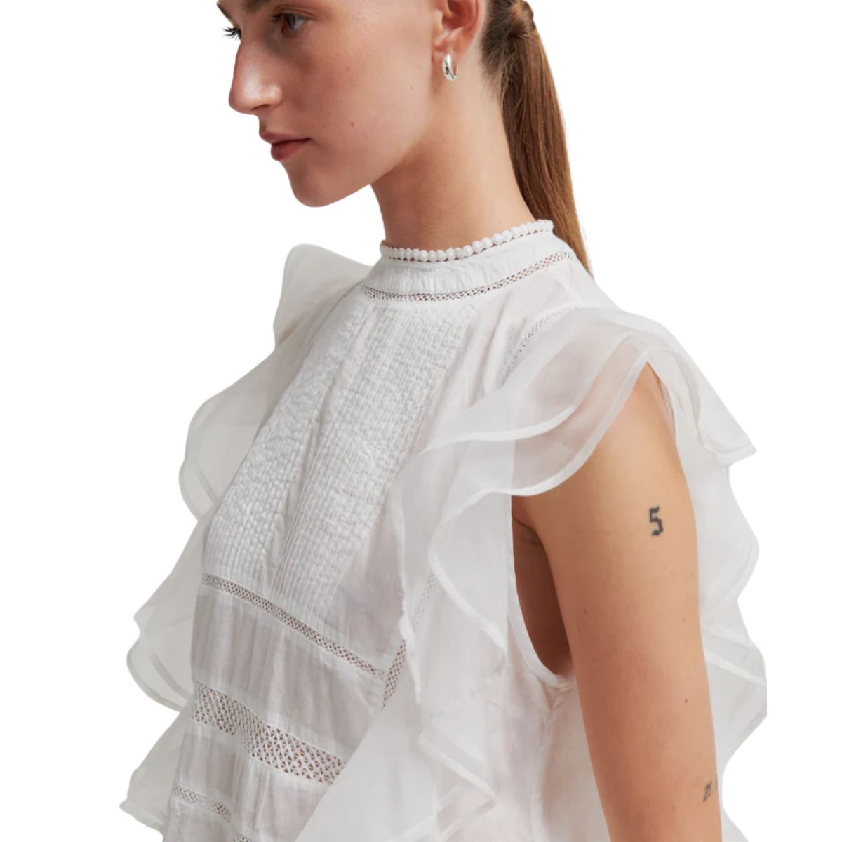 White Kristel Frill Top