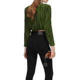 Olive Jersey Gathered Top