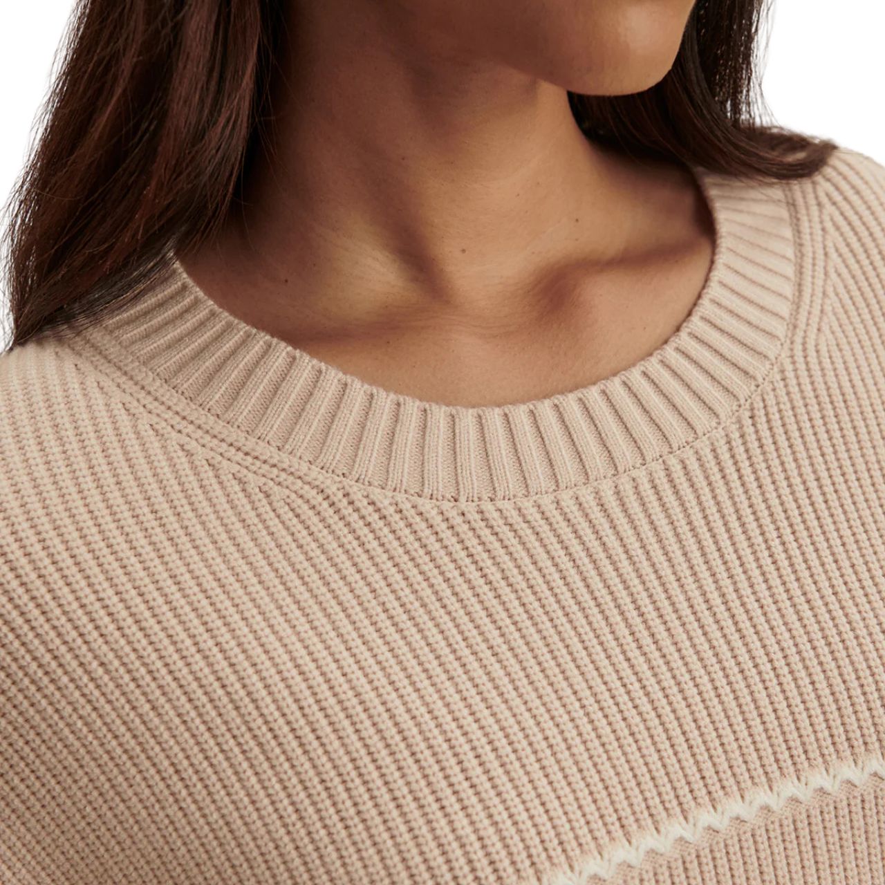 Meryl Stripe Knit Sweater Oat Milk