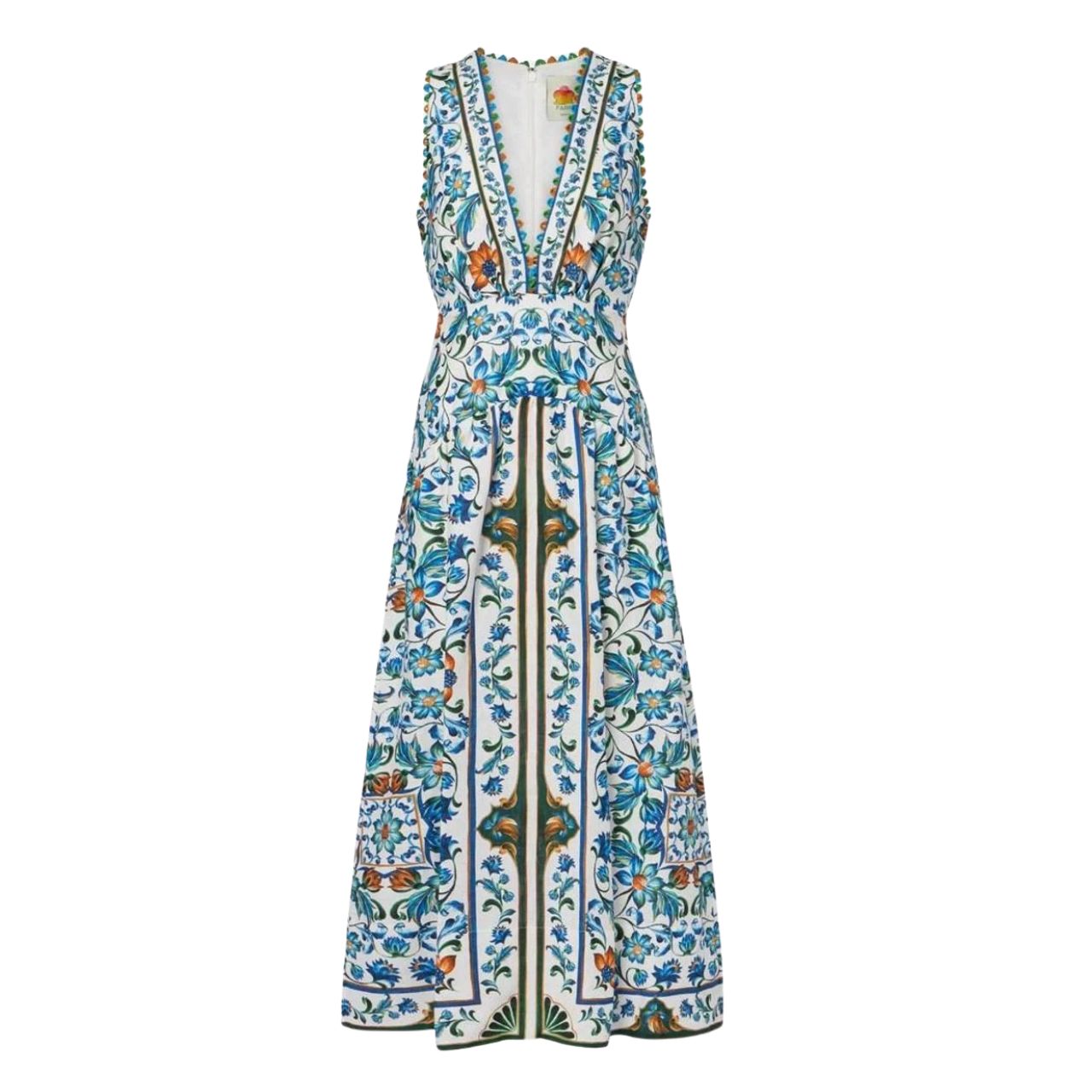 Flora Tile Midi Dress White