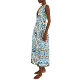 Flora Tile Midi Dress White