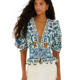 Flora Tile Blouse White