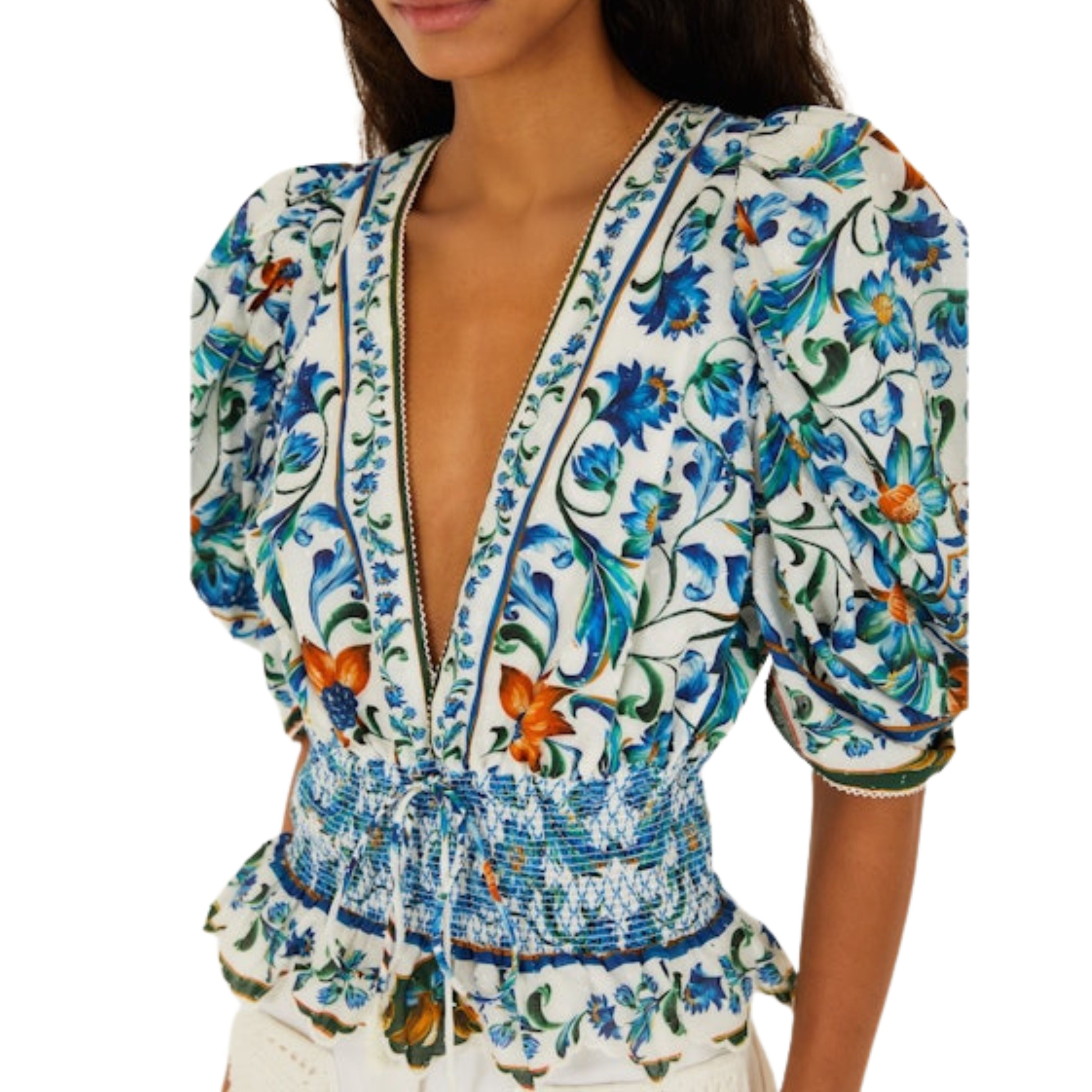 Flora Tile Blouse White