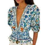 Flora Tile Blouse White