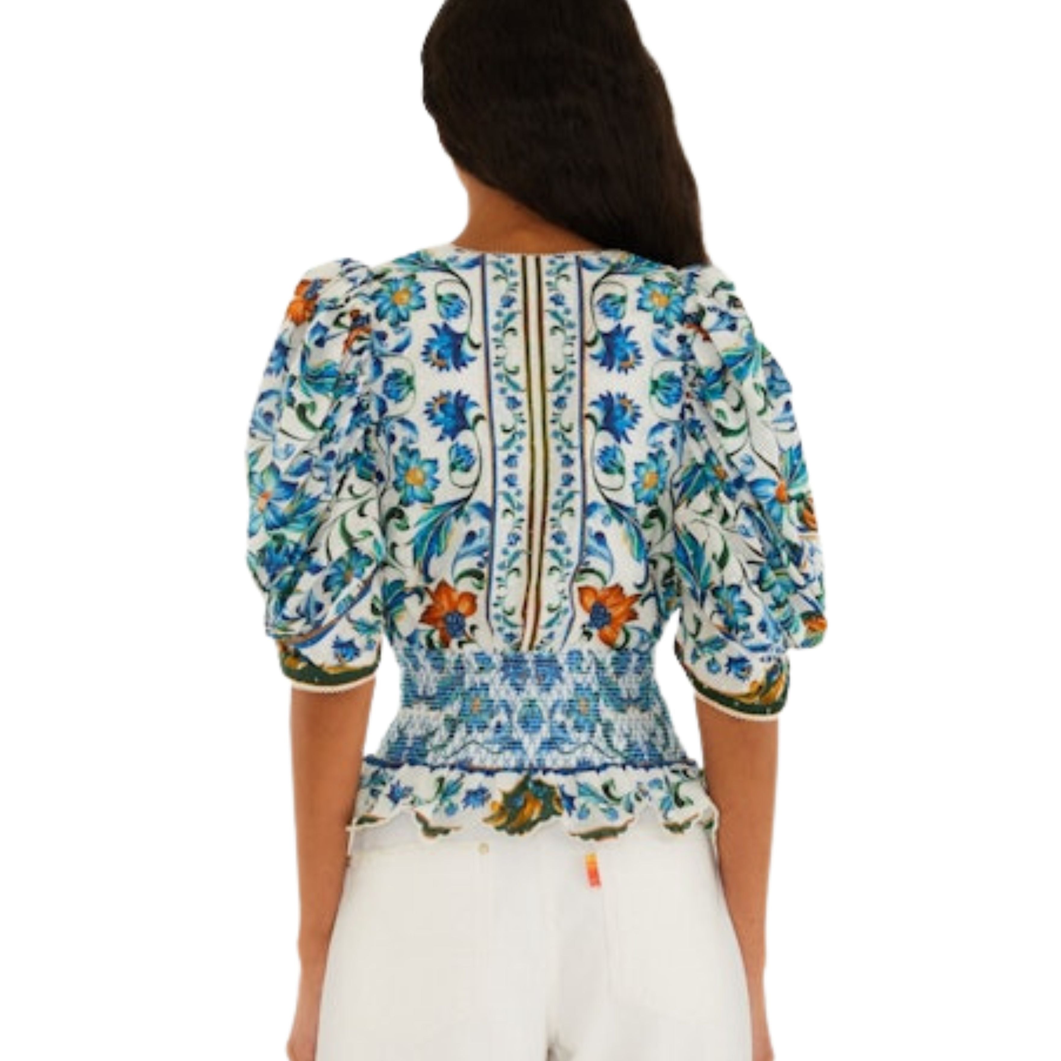 Flora Tile Blouse White