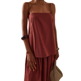 Cotton Strap Dress Red