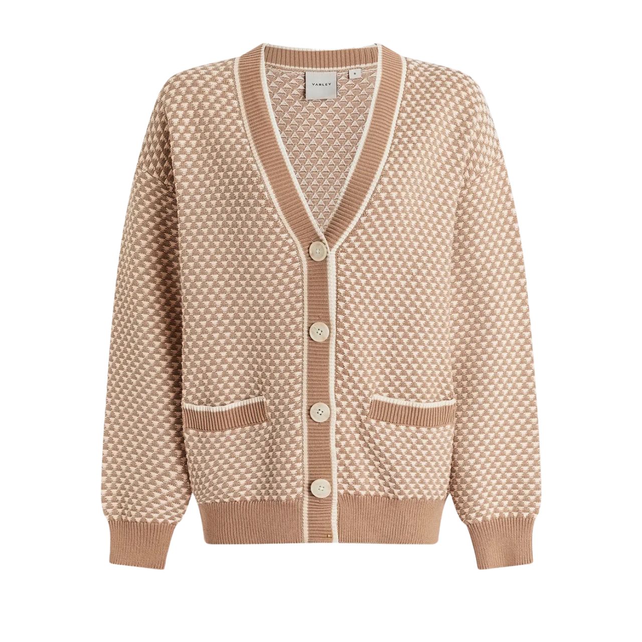 Tarran Stitch Knit Cardigan Taupe