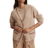 Tarran Stitch Knit Cardigan Taupe