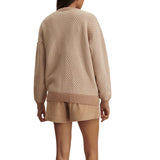 Tarran Stitch Knit Cardigan Taupe