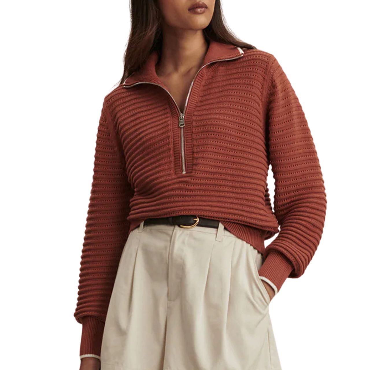 Morwenna Half Zip Maple
