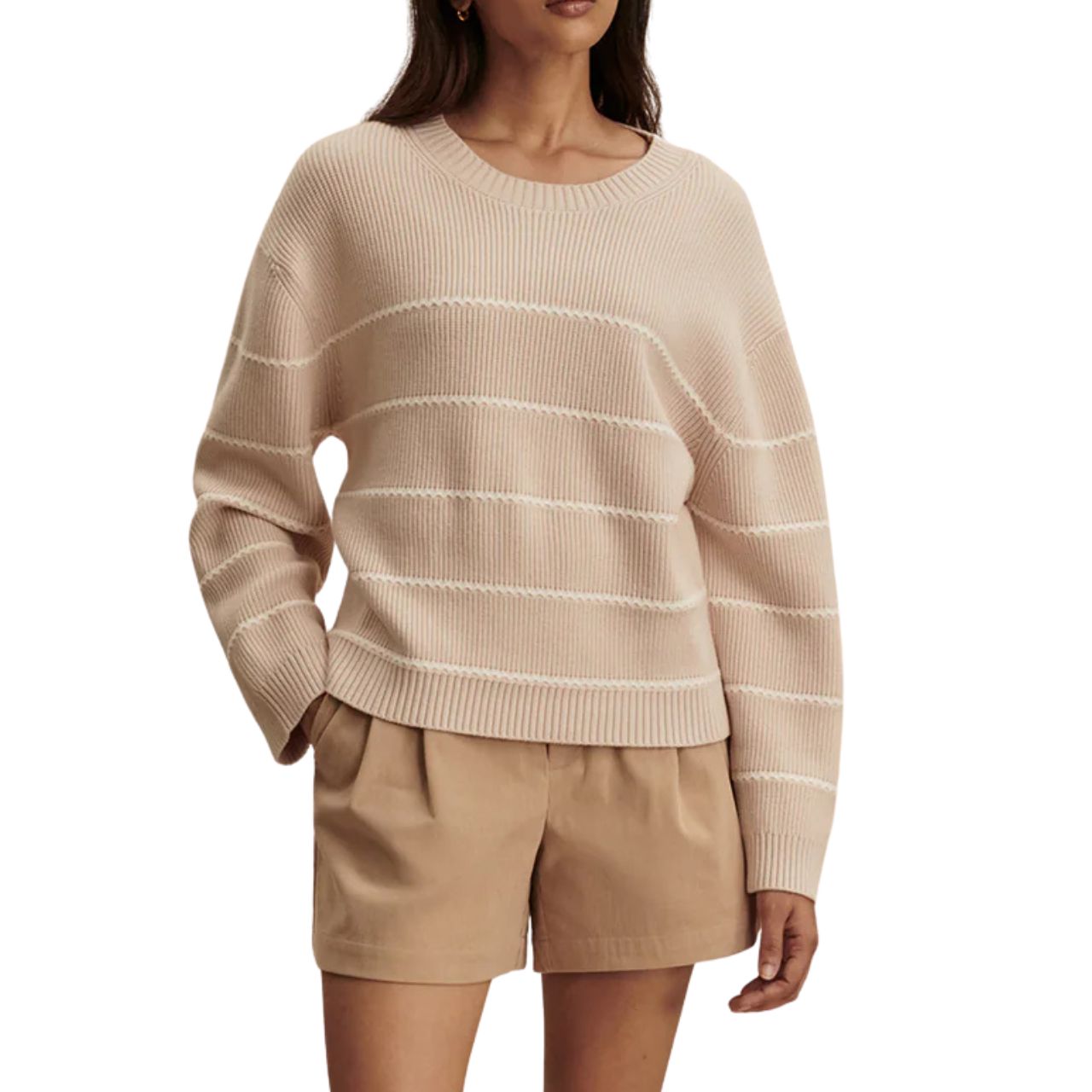 Meryl Stripe Knit Sweater Oat Milk