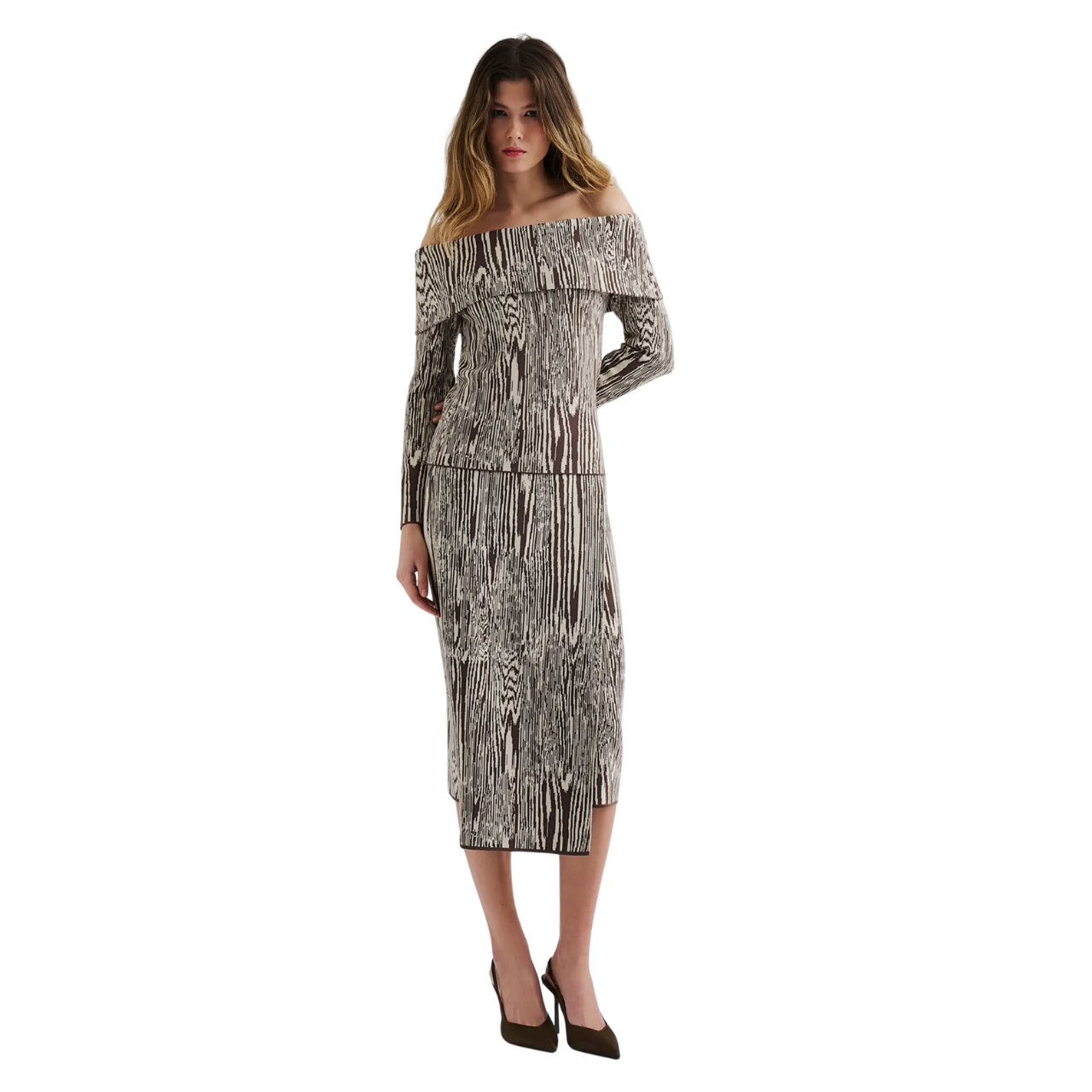 Lois Jaquard Wrap Midi Skirt Moire