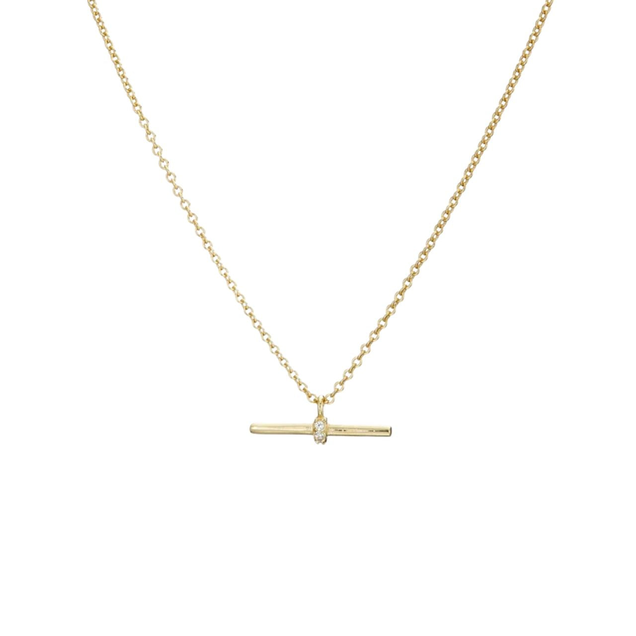 Gold Zircon T-Bar Necklace