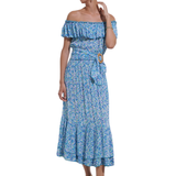 Long Dress Bella Blue Ocean Flowers