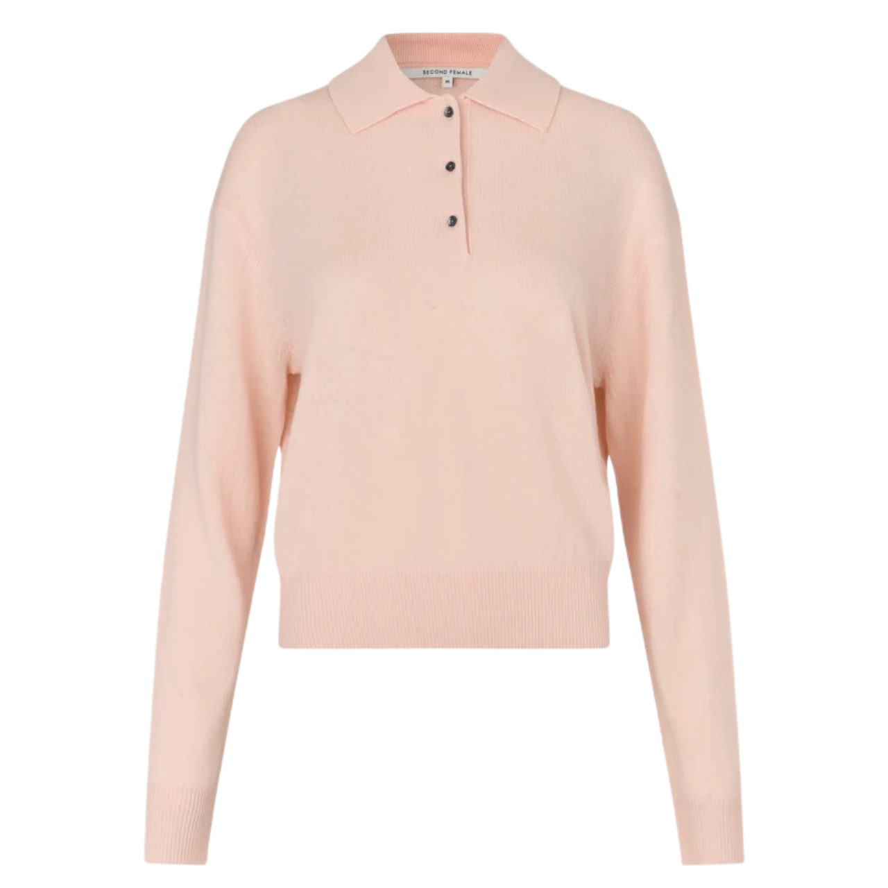 Longo Knit LS Collar Pink