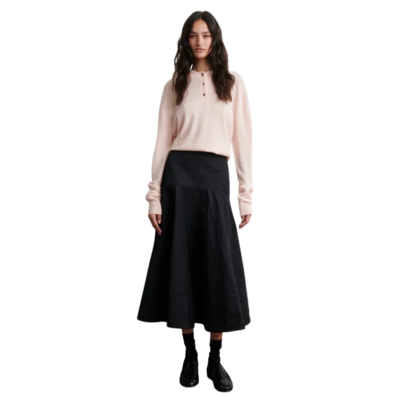 Longo Knit LS Collar Pink