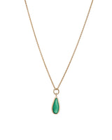 Gold Green Onyx Slim Droplet Necklace