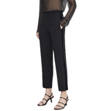 Mid Rise Velvet Strapping Pants Black