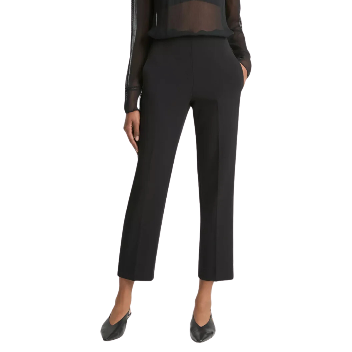 Mid Rise Velvet Strapping Pants Black