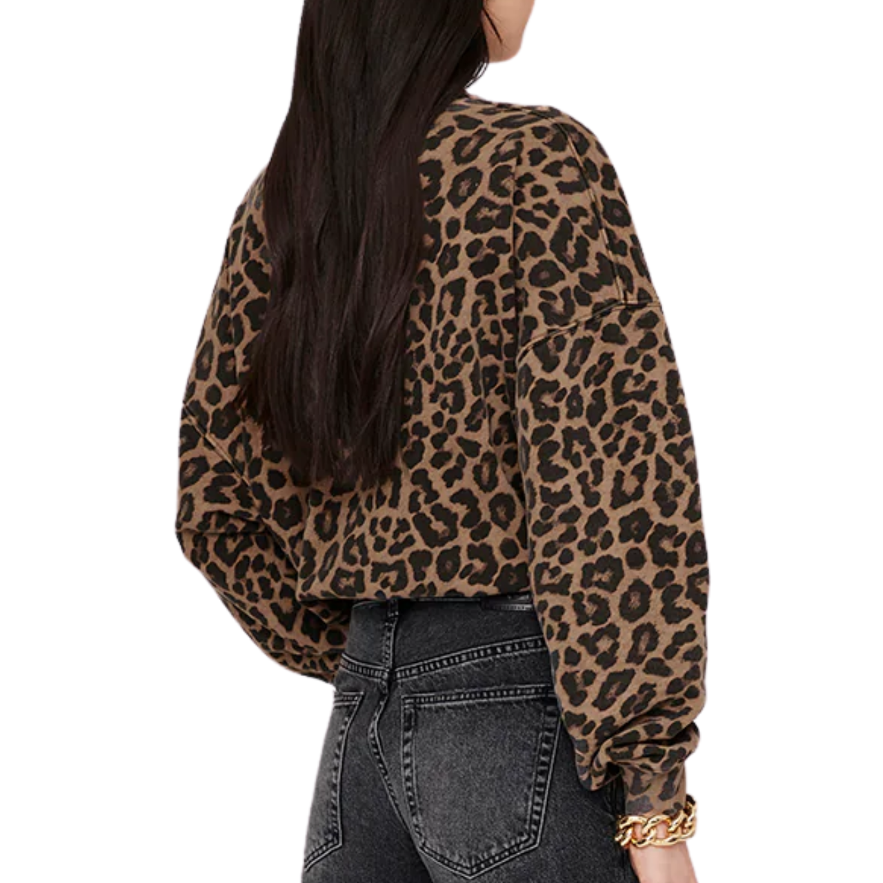 Miles Sweatshirt Black & Brown Leopard