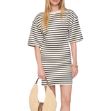 Mona Dress Black Stripe French Terry