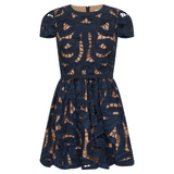 Navy Bow Embroidered Mini Dress