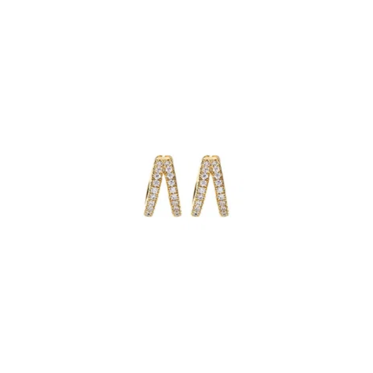 Pave V Huggie Gold