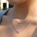 Pave Lightning Bolt Necklace Silver