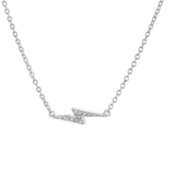 Pave Lightning Bolt Necklace Silver