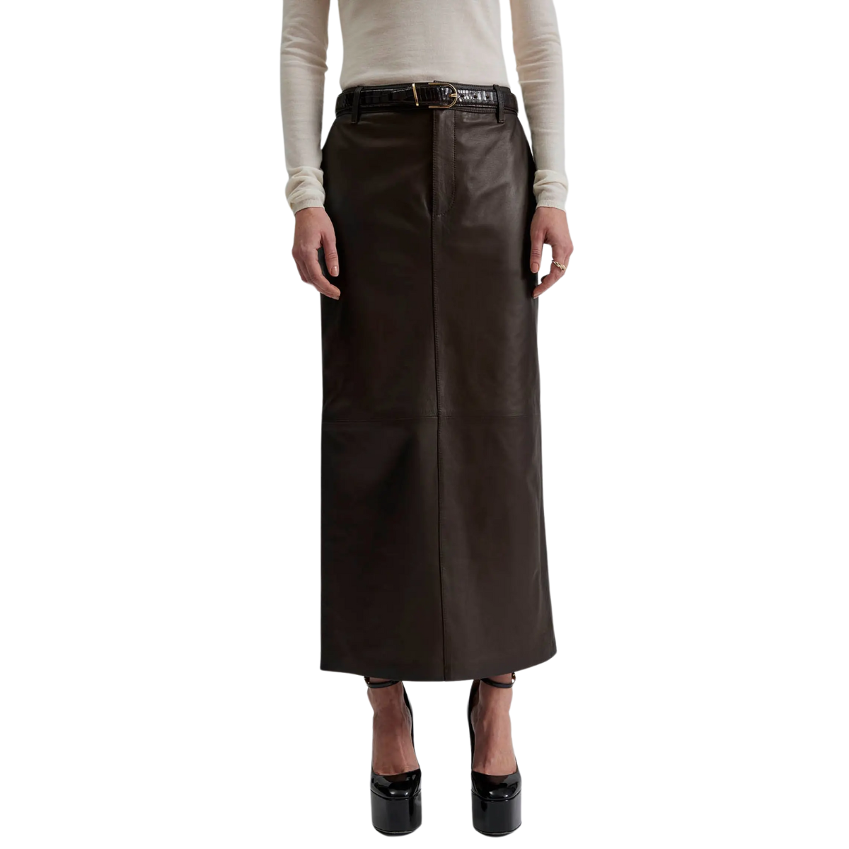 Pim Leather Maxi Skirt Chocolate