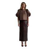 Pim Leather Maxi Skirt Chocolate