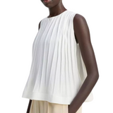 Pleated A-Line Top Off White
